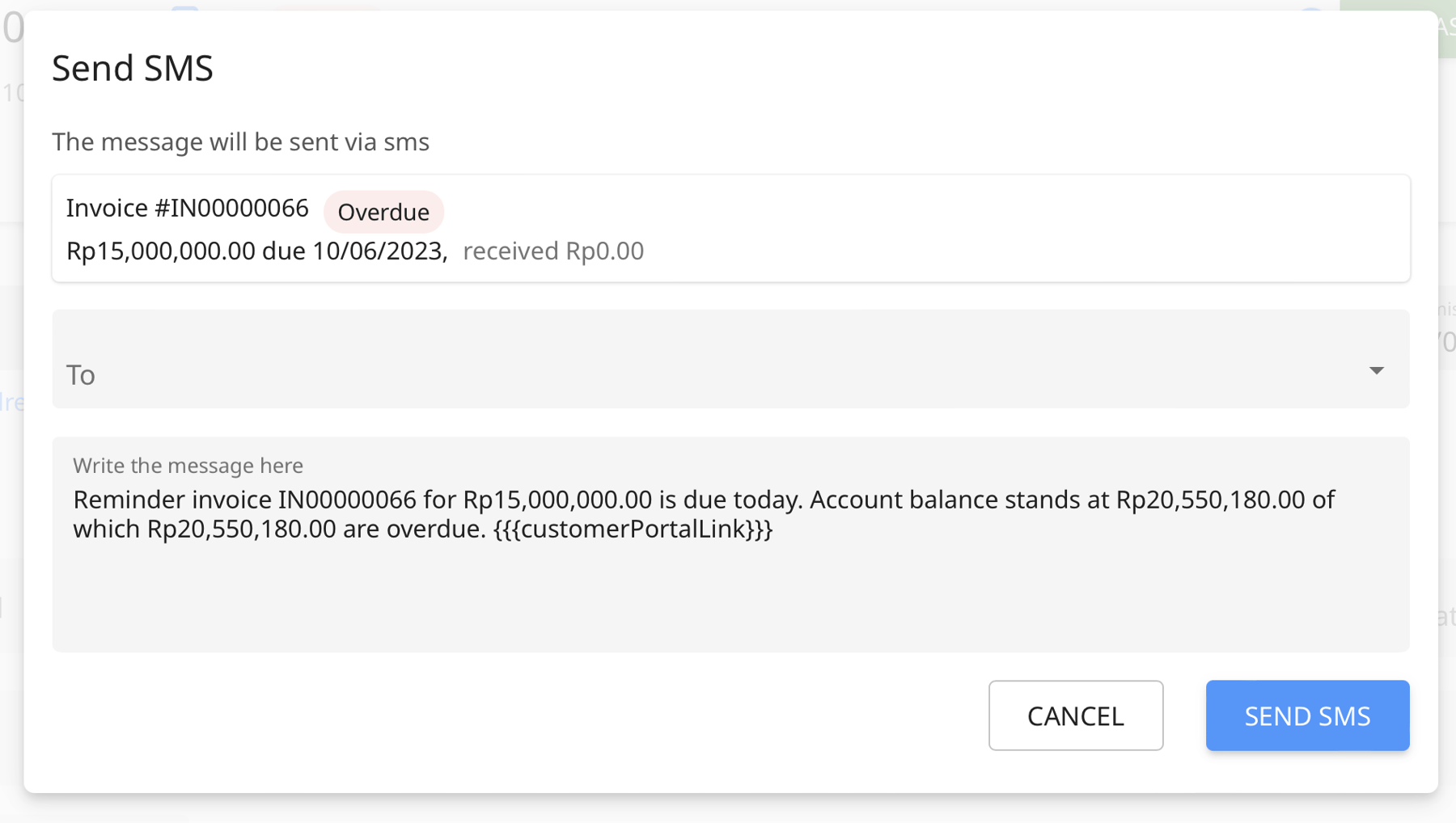 Sms Invoice How can I send invoice reminders via ad-hoc email and SMS to customers?