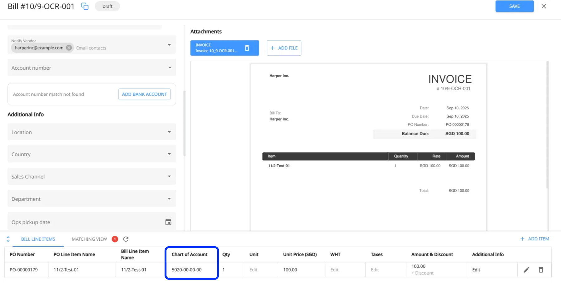 How does automatic GL coding work for non-PO invoices in Peakflo?