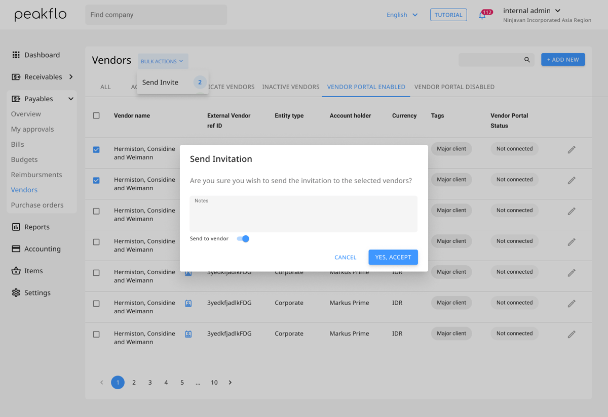 How to manage vendors in Peakflo vendor onboarding management?